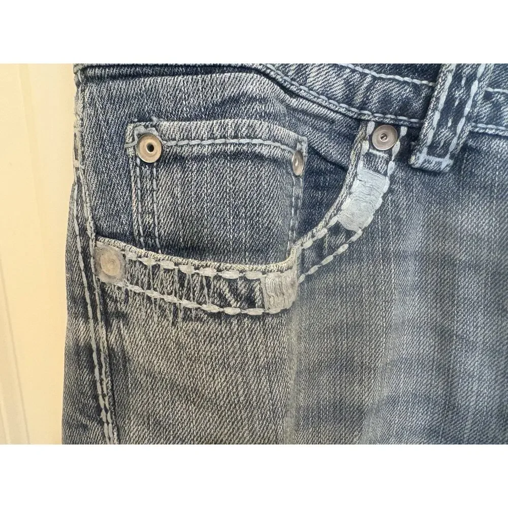 Daytrip Virgo Bootcut Jeans Sz 32 Long Denim Heavy Stitch Western Boho Y2K
